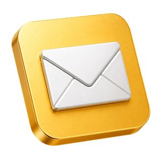 Ícone 3D decorativo com envelope de correio na página de contacto